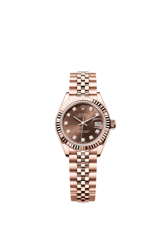 Lady-Datejust Oyster Chronometer Watch 28mm 18ct Everose Gold Chocolate Diamond Dial Jubilee Bracelet