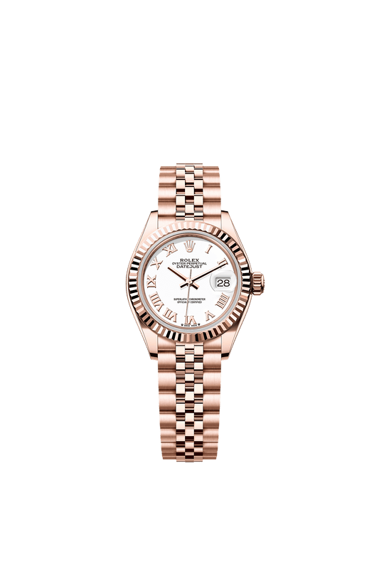 Lady-Datejust Oyster Chronometer Watch 28mm 18ct Everose Gold White Dial Jubilee Bracelet