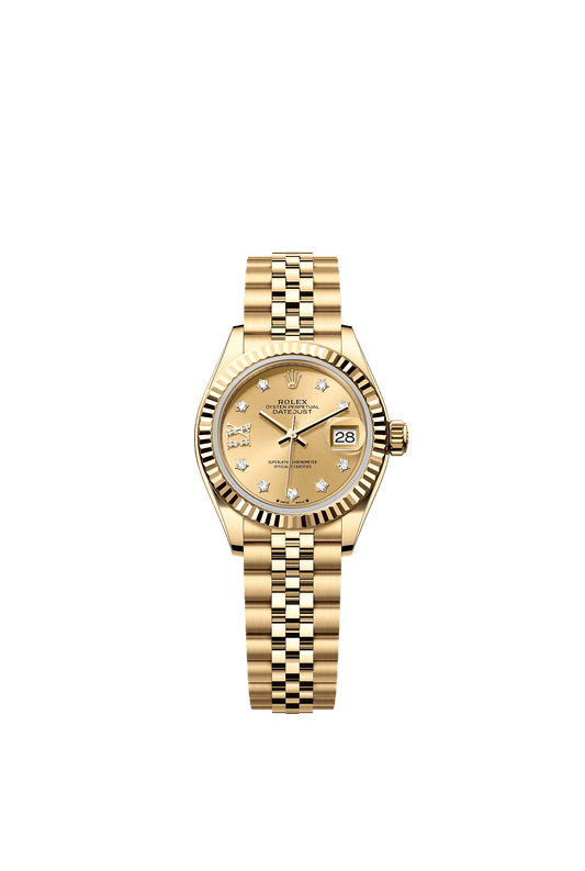 Lady-Datejust Oyster Chronometer Watch 28mm 18ct Yellow Gold Champagne Diamond Dial Jubilee Bracelet