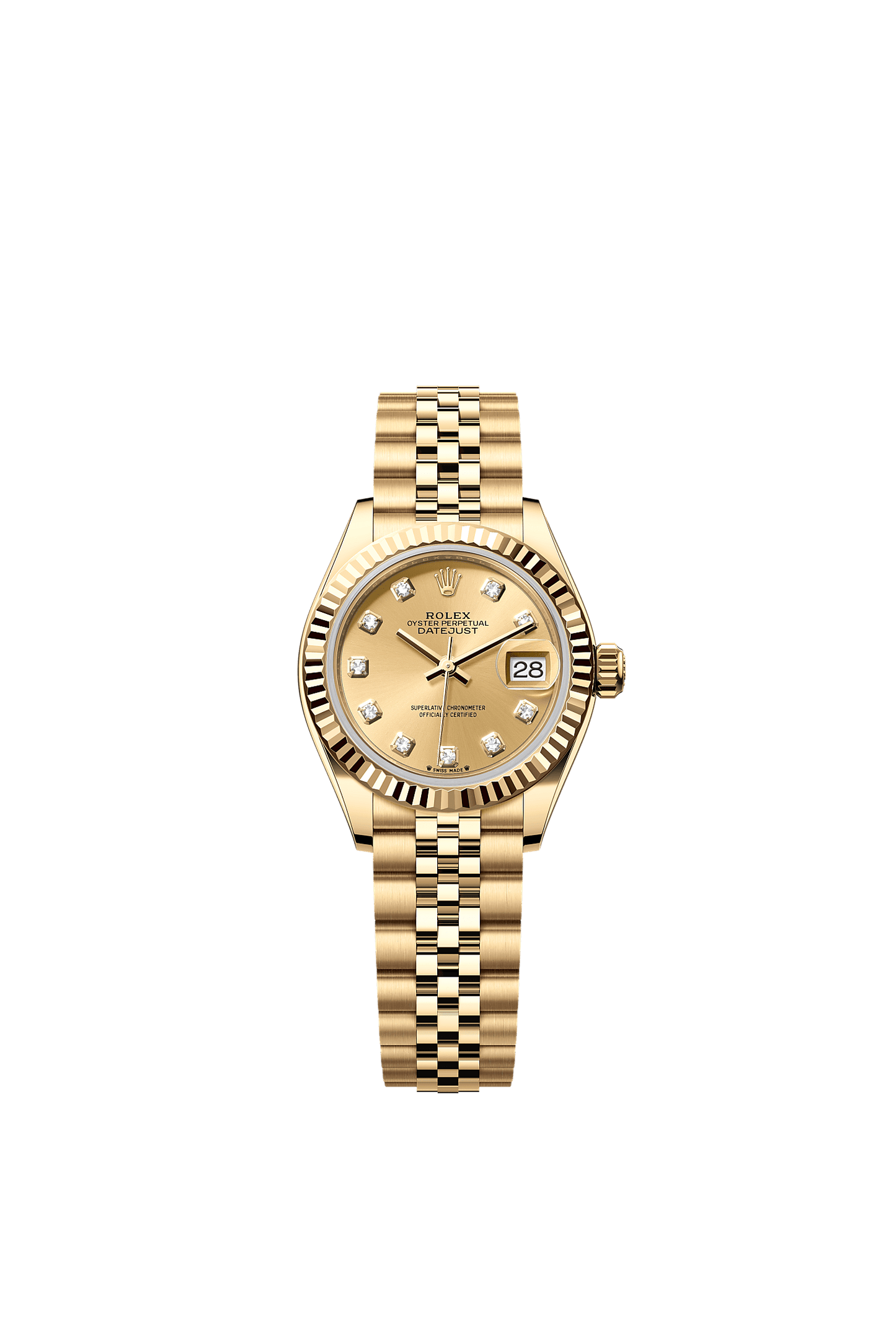 Lady-Datejust Oyster Chronometer Watch 28mm 18ct Yellow Gold Champagne Diamond Dial Jubilee Bracelet