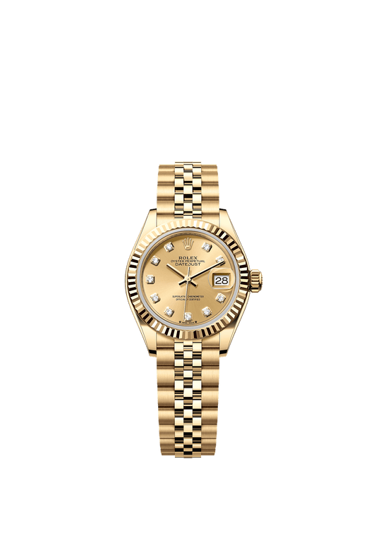 Lady-Datejust Oyster Chronometer Watch 28mm 18ct Yellow Gold Champagne Diamond Dial Jubilee Bracelet
