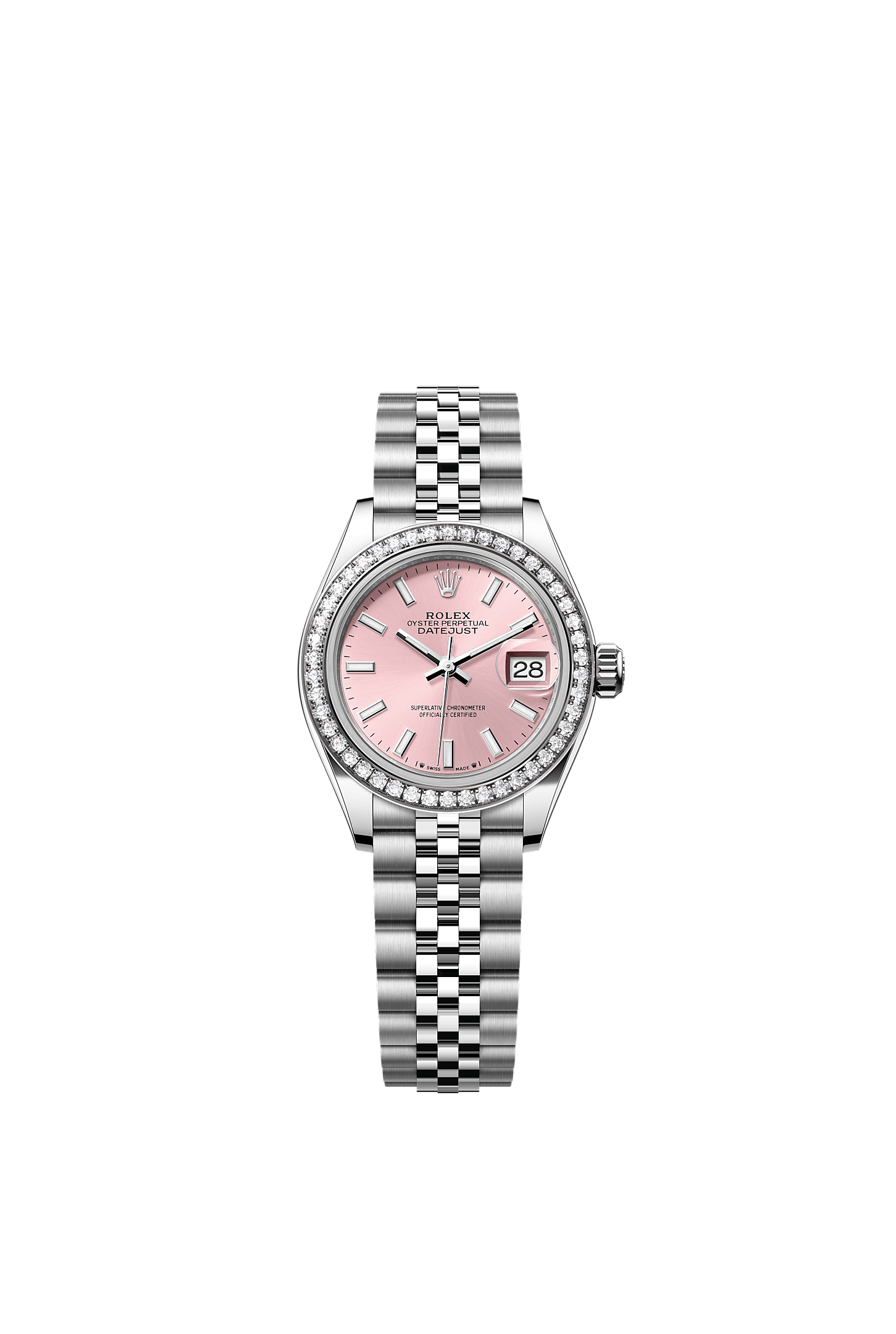 Lady-Datejust 28 Oystersteel White Gold Pink Dial Jubilee Bracelet 28mm Self-Winding Watch