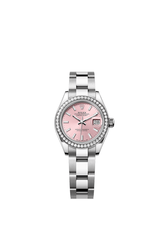 Lady-Datejust 28 Oystersteel White Gold Pink Dial Diamond Bezel Oyster Bracelet 28mm Self-Winding Watch