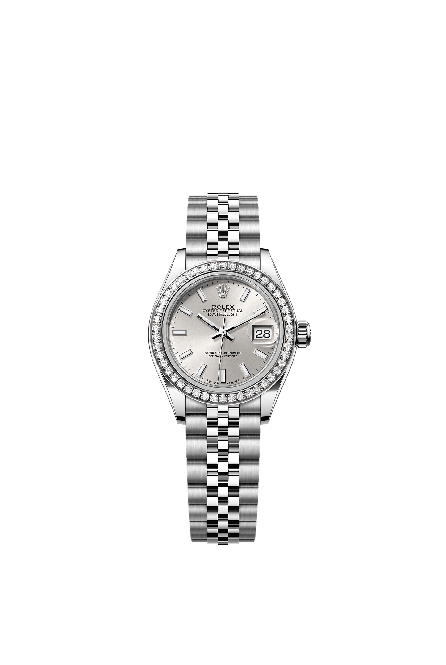 Lady-Datejust 28 Oystersteel White Gold Silver Diamond Dial Jubilee Bracelet 28mm Self-Winding Watch