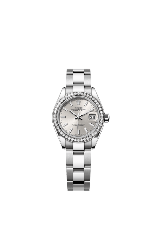 Lady-Datejust 28 Oystersteel White Gold Silver Diamond Dial Oyster Bracelet 28mm Self-Winding Watch
