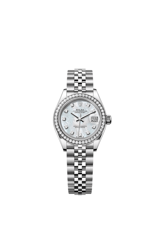 Lady-Datejust 28 Oystersteel White Gold Mother-Of-Pearl Diamond Dial Diamond Bezel Jubilee Bracelet 28mm Self-Winding Watch
