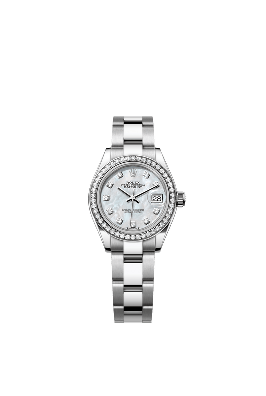 Lady-Datejust 28 Oystersteel White Gold White Mother-Of-Pearl Diamond Dial Oyster Bracelet 28mm Self-Winding Watch
