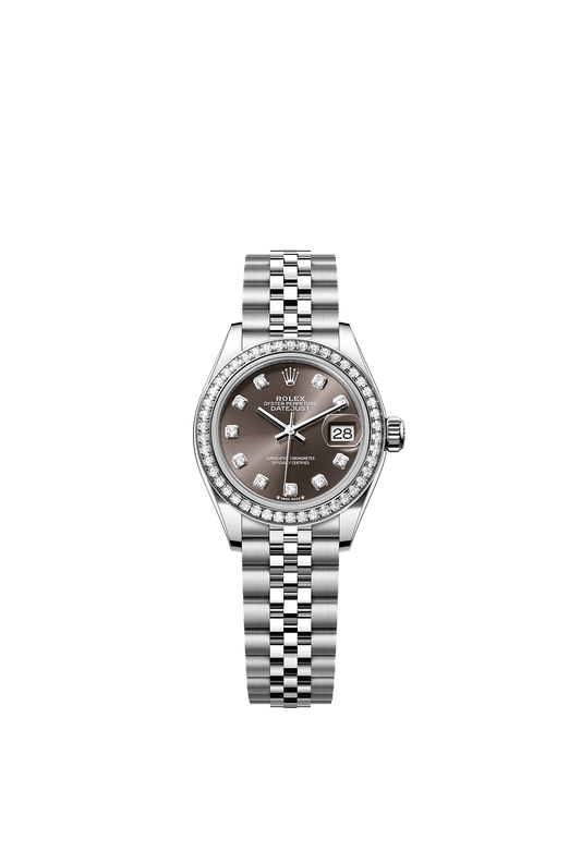 Lady-Datejust 28 Oystersteel White Gold Dark Grey Diamond Dial Jubilee Bracelet 28mm Self-Winding Watch