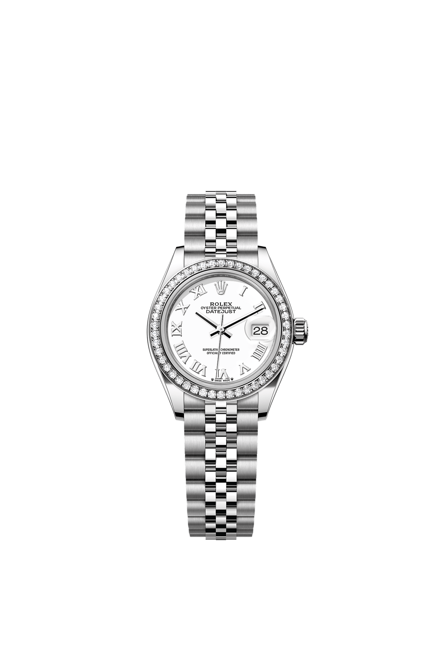 Lady-Datejust 28 Oystersteel White Gold Diamond Bezel White Lacquer Dial Jubilee Bracelet 28mm Self-Winding Watch