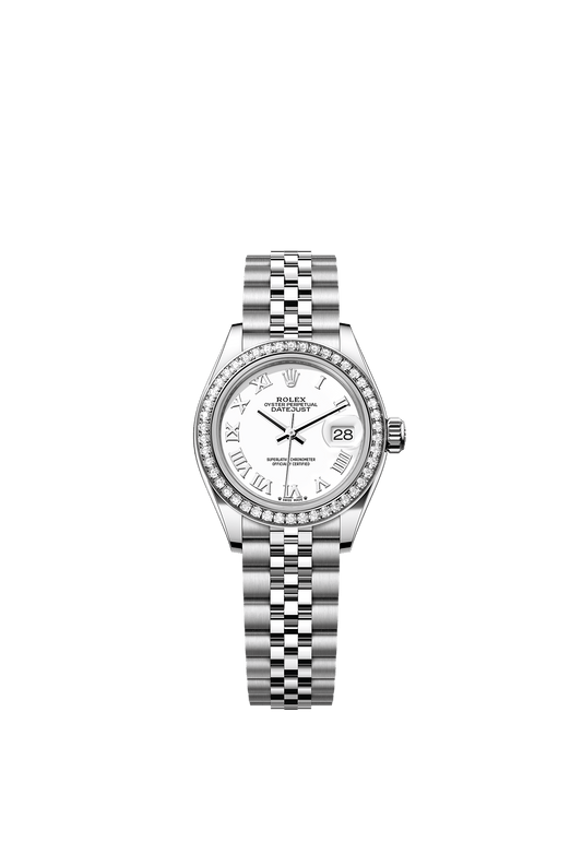 Lady-Datejust 28 Oystersteel White Gold Diamond Bezel White Lacquer Dial Jubilee Bracelet 28mm Self-Winding Watch