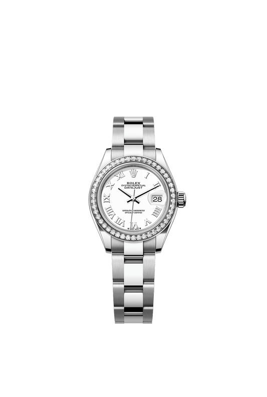 Lady-Datejust 28 Oystersteel White Gold White Diamond Dial Oyster Bracelet 28mm Self-Winding Watch
