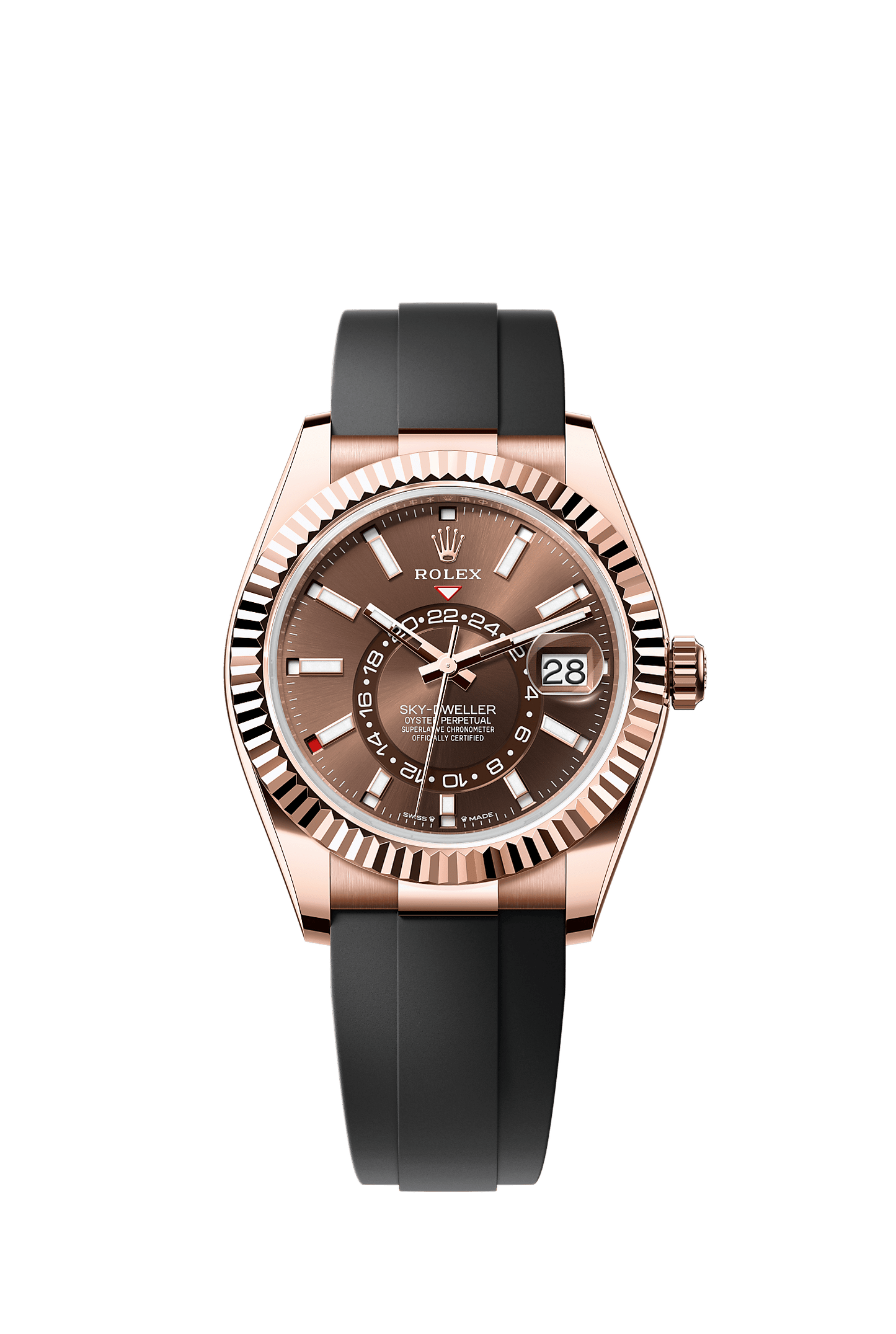 Sky-Dweller 42 Oyster Perpetual Chronometer Watch 42mm 18ct Everose Gold Chocolate Dial Oysterflex Bracelet