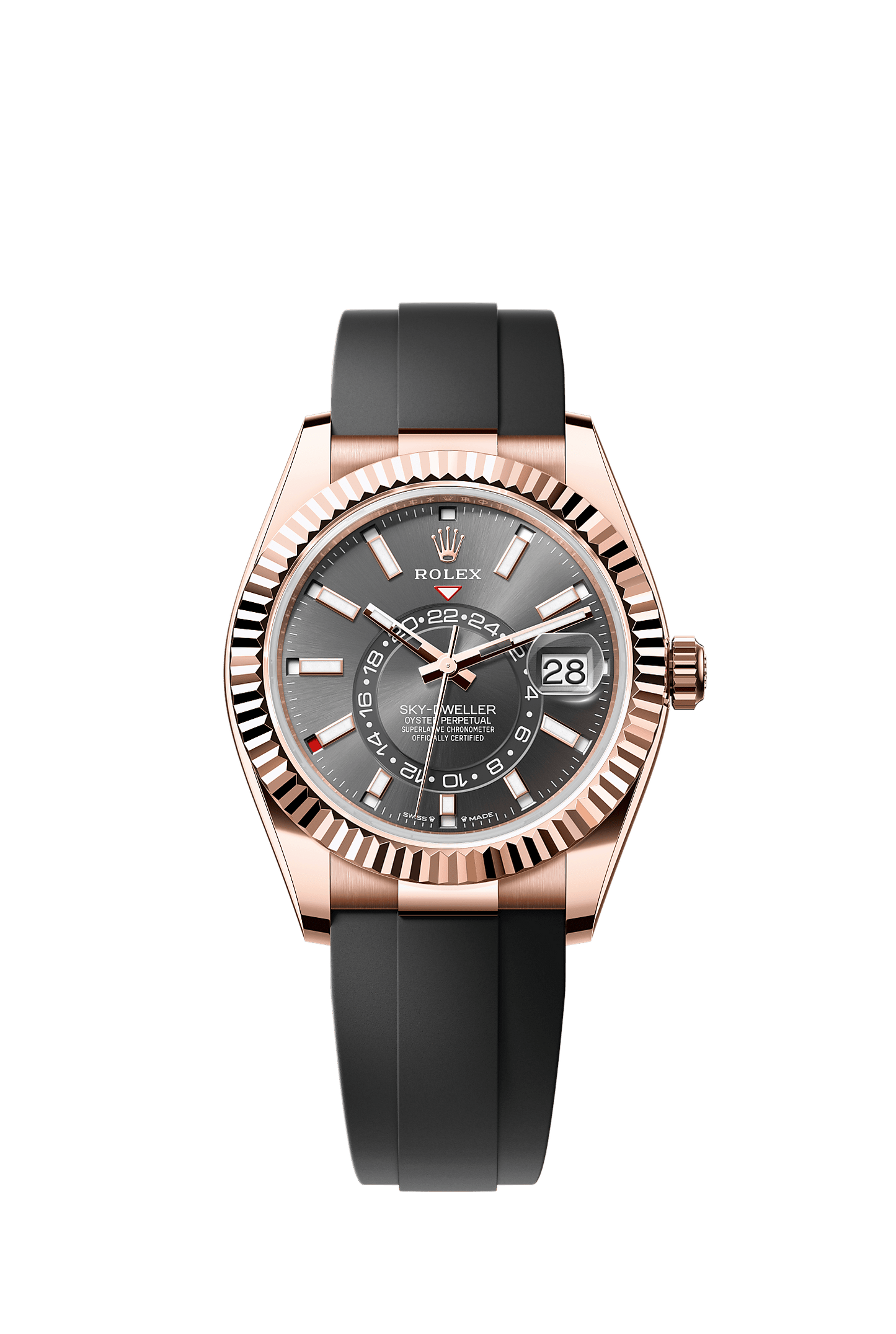 Sky-Dweller 42 Oyster Perpetual Chronometer Watch 42mm 18ct Everose Gold Slate Dial Oysterflex Bracelet