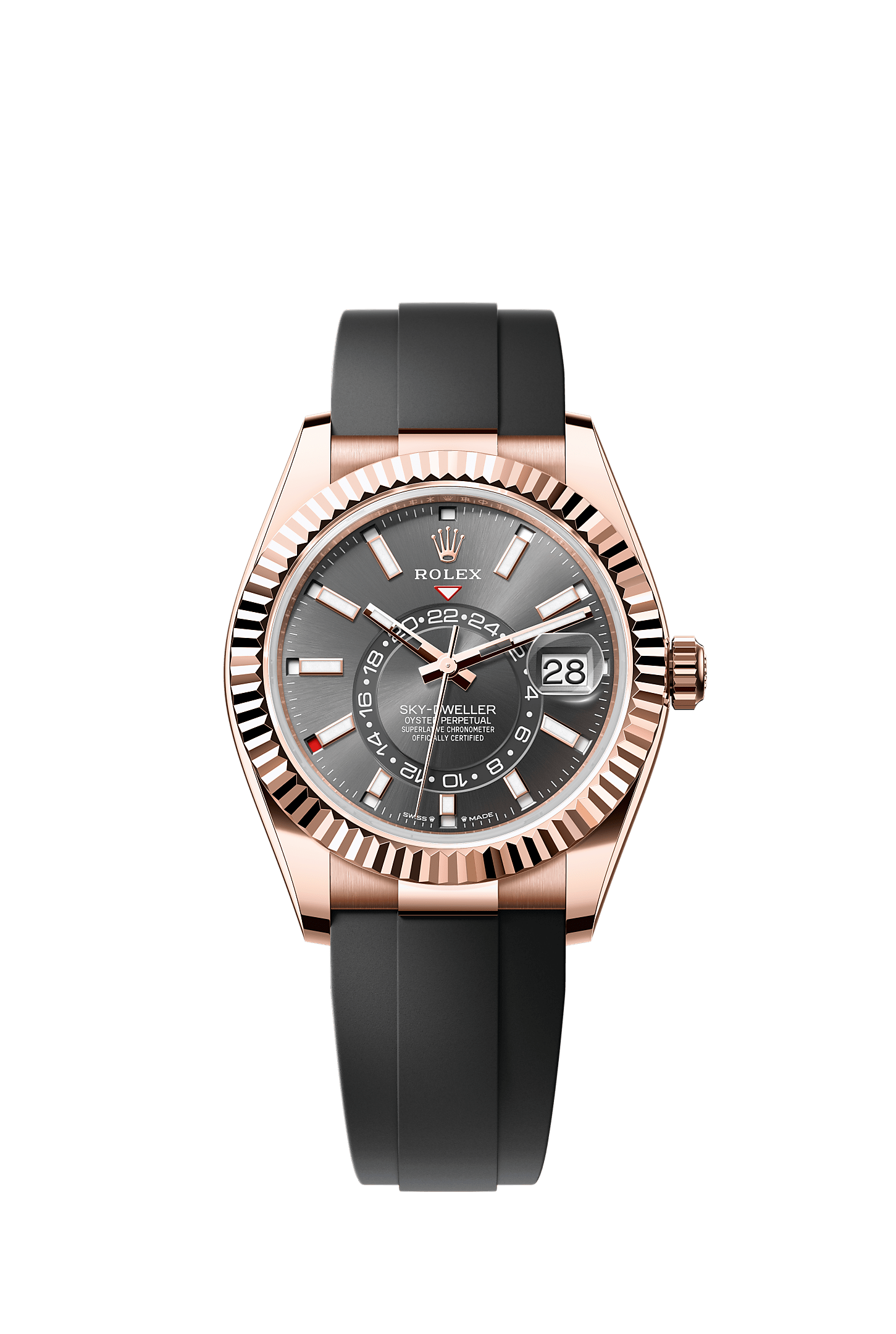 Sky-Dweller 42 Oyster Perpetual Chronometer Watch 42mm 18ct Everose Gold Slate Dial Oysterflex Bracelet