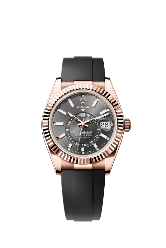 Sky-Dweller 42 Oyster Perpetual Chronometer Watch 42mm 18ct Everose Gold Slate Dial Oysterflex Bracelet