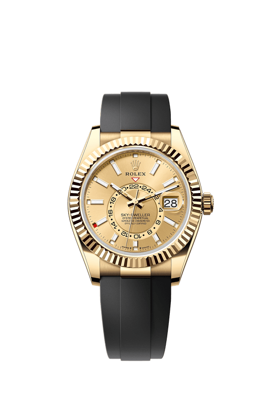 Sky-Dweller 42 Oyster Perpetual Chronometer Watch 42mm 18ct Yellow Gold Champagne Dial Oysterflex Bracelet