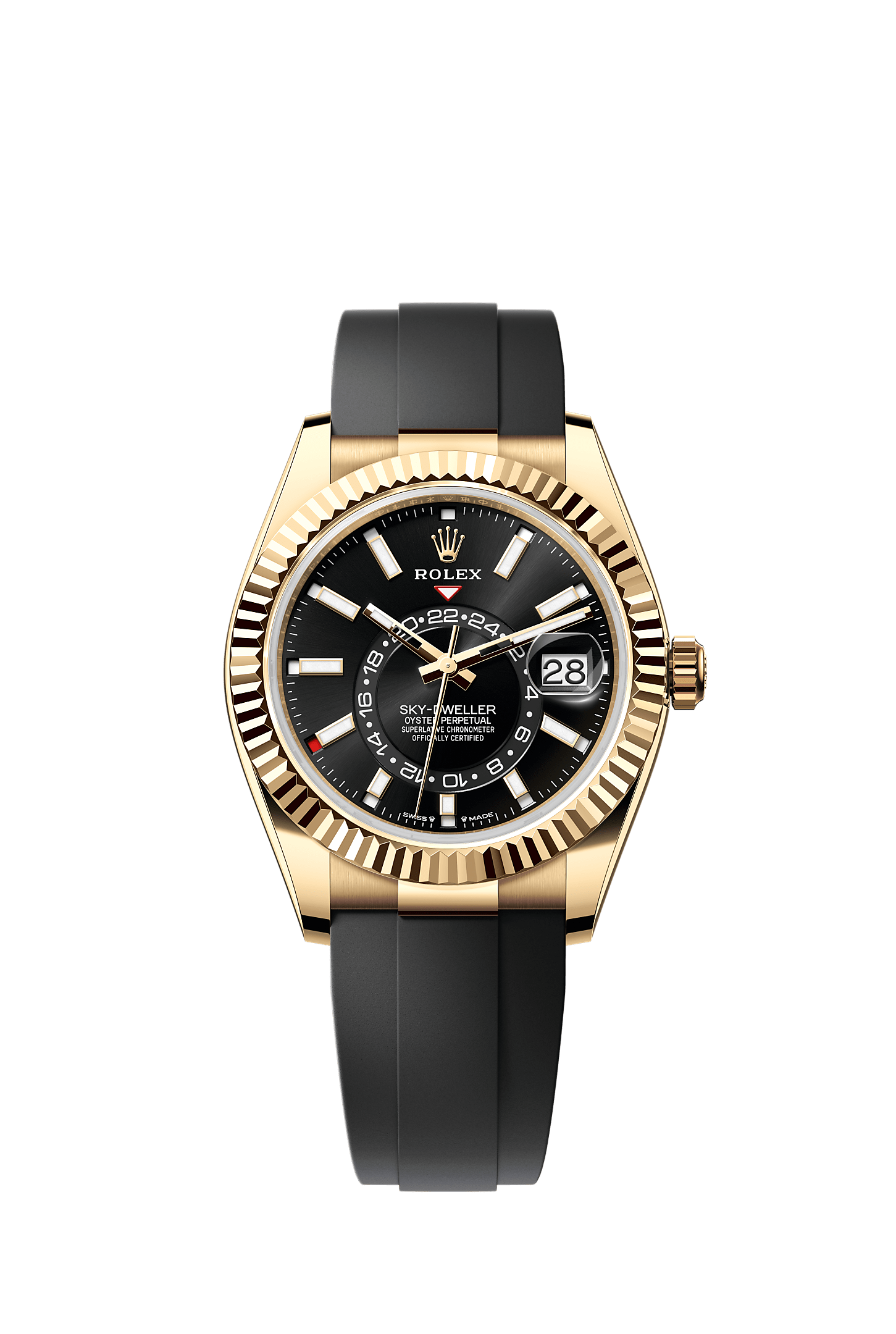 Sky-Dweller 42 Oyster Perpetual Chronometer Watch 42mm 18ct Yellow Gold Bright Black Dial Oysterflex Bracelet