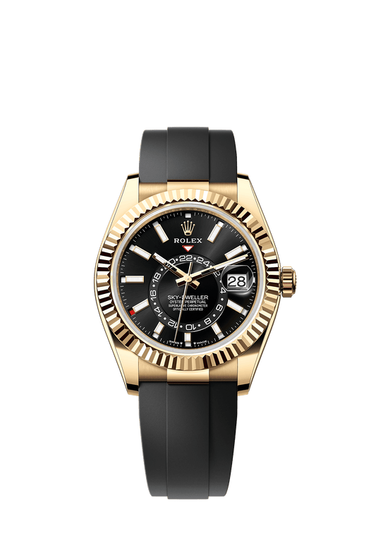 Sky-Dweller 42 Oyster Perpetual Chronometer Watch 42mm 18ct Yellow Gold Bright Black Dial Oysterflex Bracelet