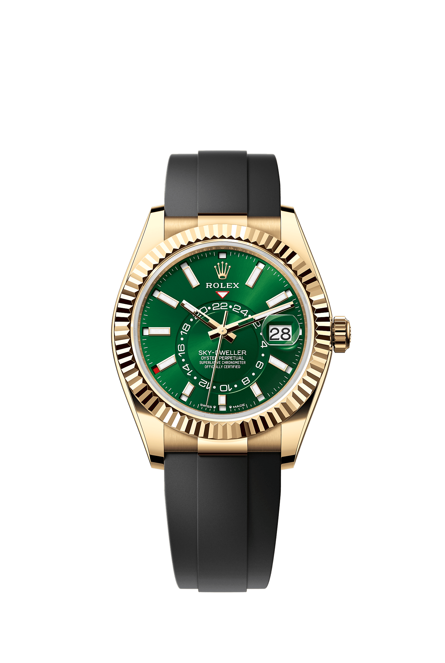 Sky-Dweller 42 Oyster Perpetual Chronometer Watch 42mm 18ct Yellow Gold Bright Green Dial Oysterflex Bracelet