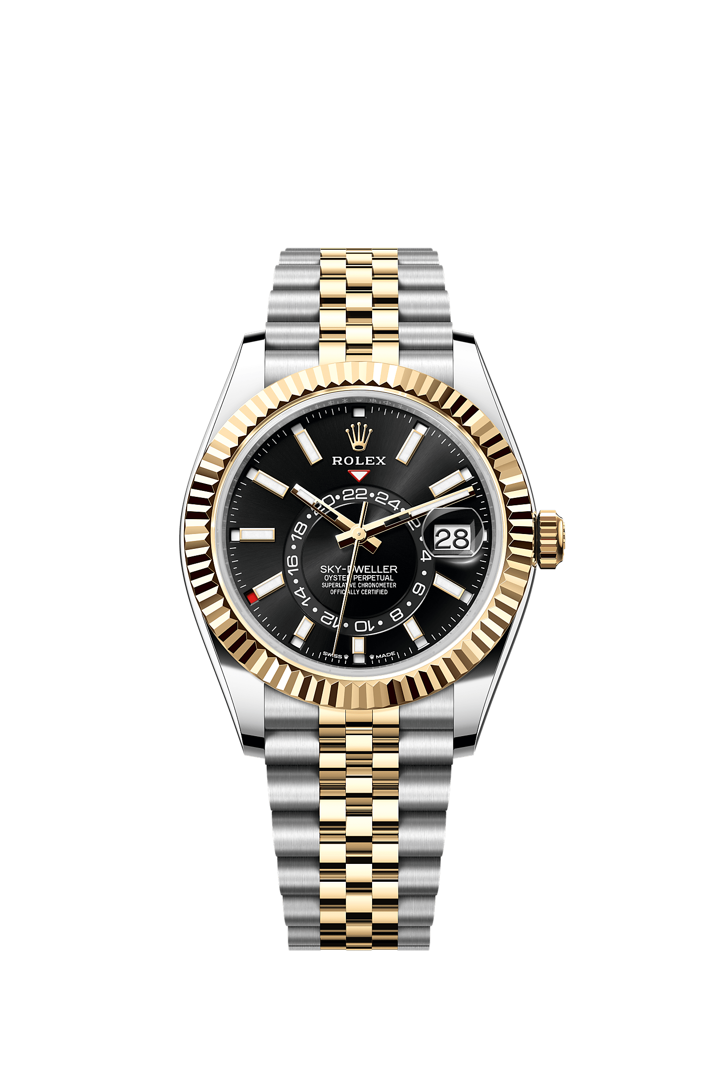 Sky-Dweller 42mm Oystersteel Yellow Gold Bright Black Dial Jubilee Bracelet Self-Winding Watch