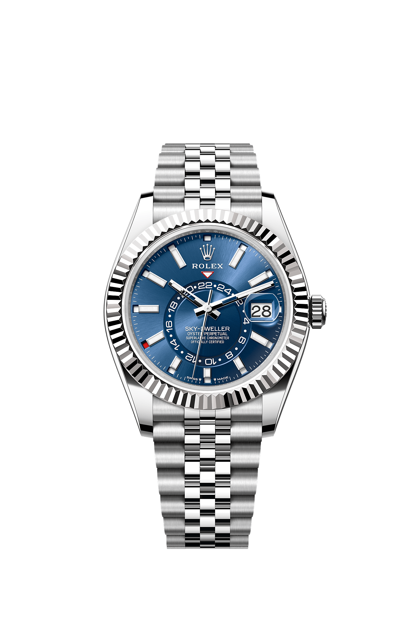 Sky-Dweller 42mm Oystersteel White Gold Bright Blue Dial Jubilee Bracelet Self-Winding Watch