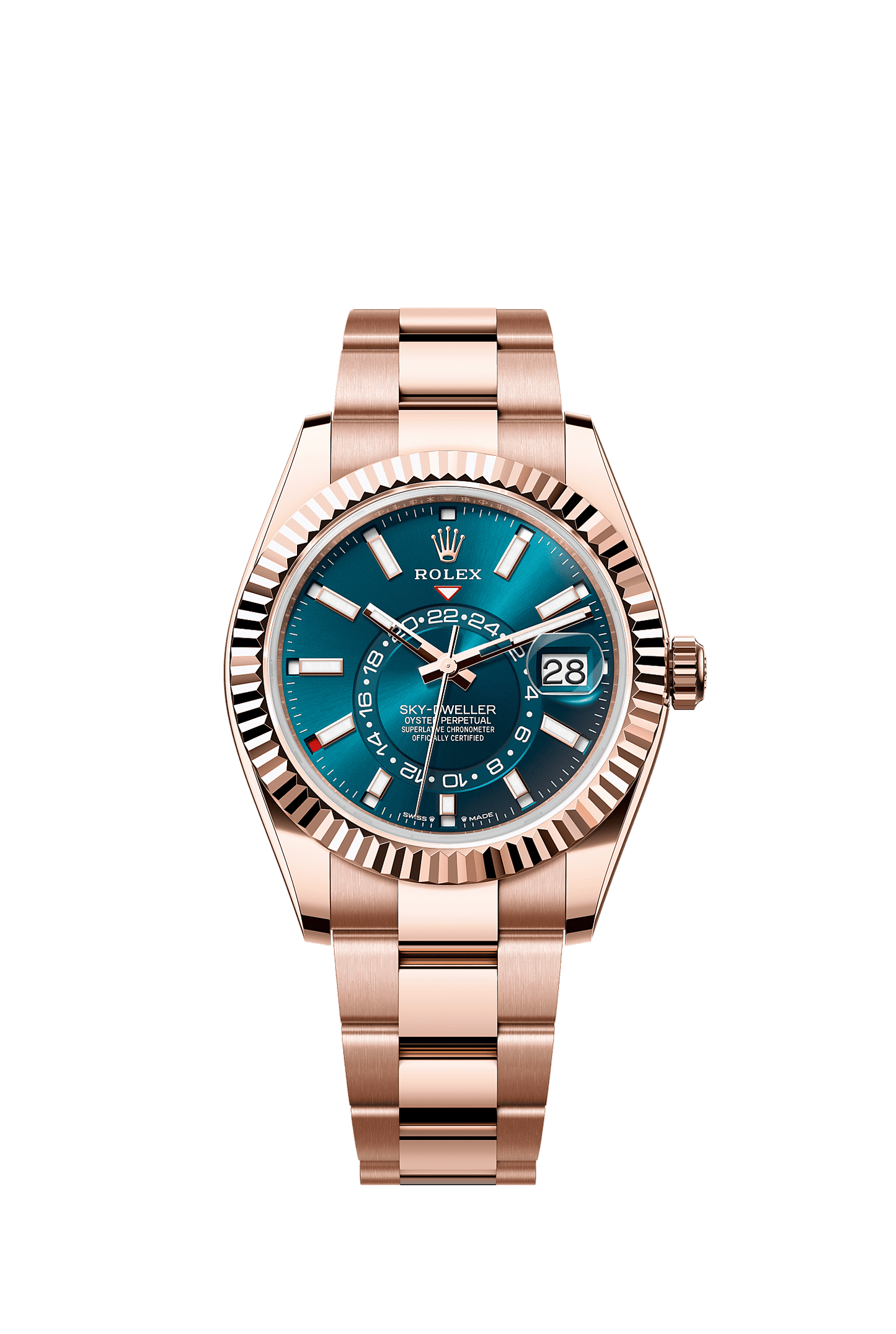 Sky-Dweller 42 Oyster Perpetual Chronometer Watch 42mm 18ct Everose Gold Blue-Green Dial Oyster Bracelet