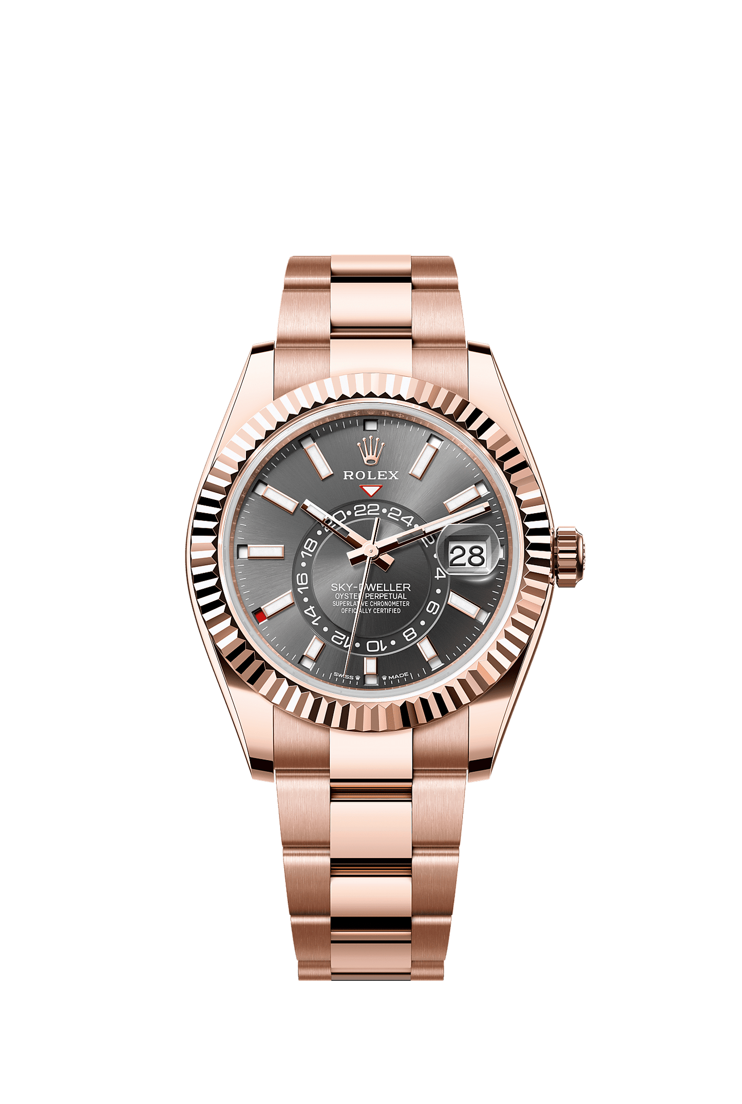 Sky-Dweller 42 Oyster Perpetual Chronometer Watch 42mm 18ct Everose Gold Slate Dial Oyster Bracelet