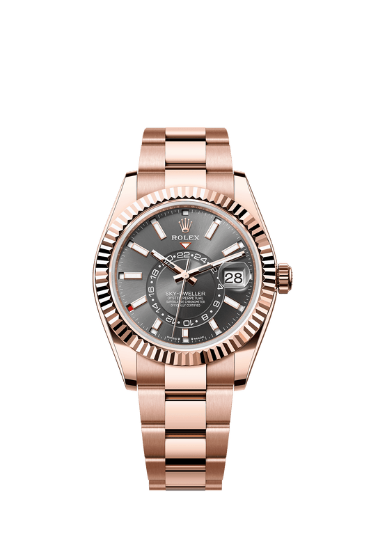 Sky-Dweller 42 Oyster Perpetual Chronometer Watch 42mm 18ct Everose Gold Slate Dial Oyster Bracelet