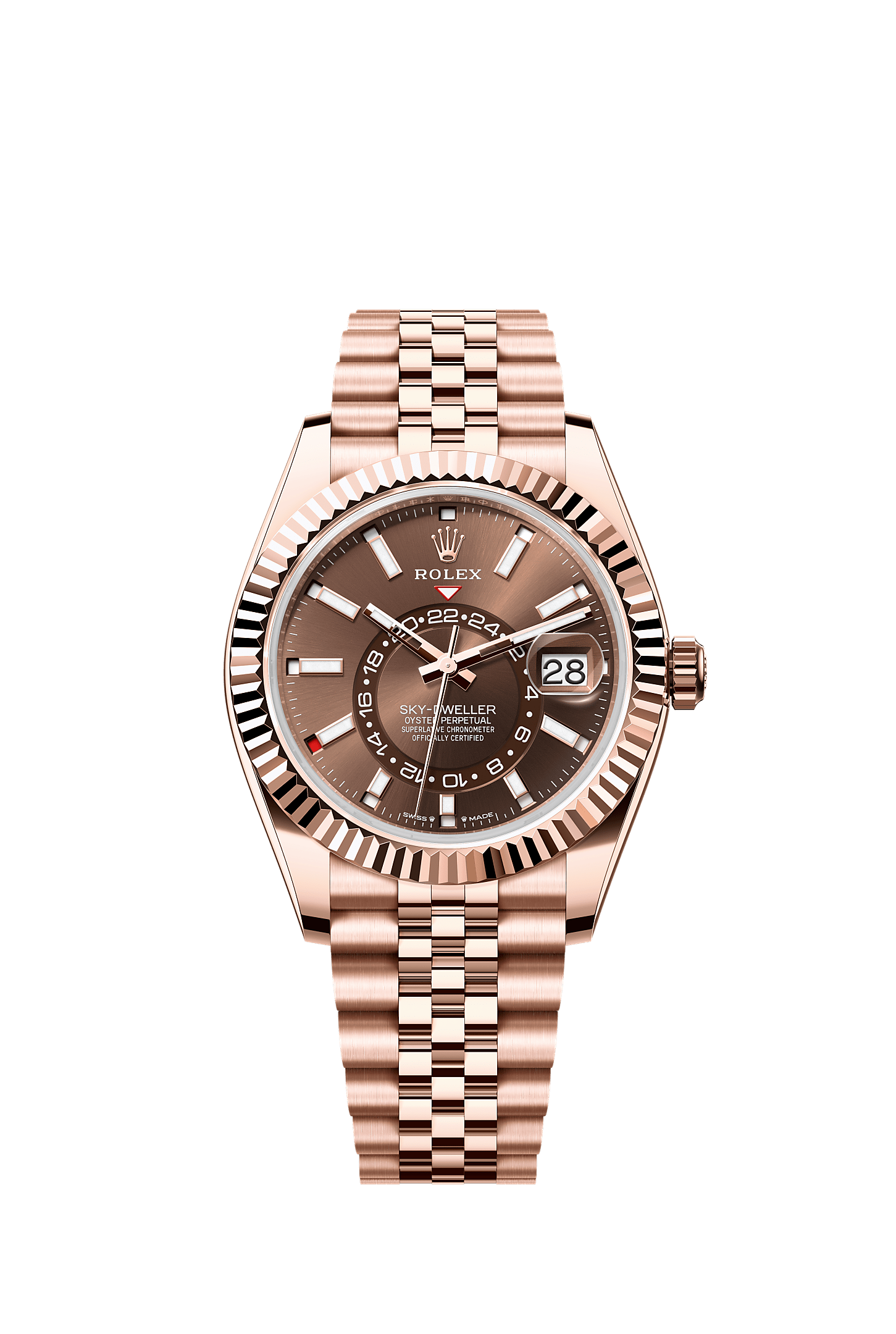 Sky-Dweller 42 Oyster Perpetual Chronometer Watch 42mm 18ct Everose Gold Chocolate Dial Jubilee Bracelet