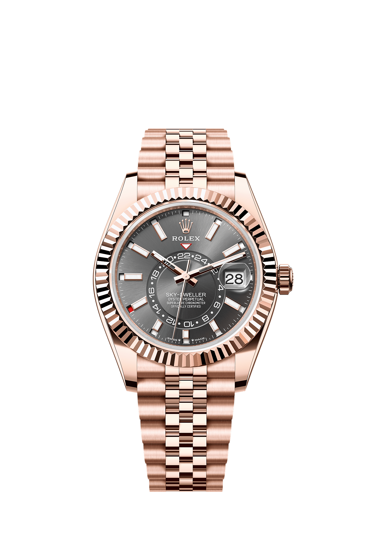 Sky-Dweller 42 Oyster Perpetual Chronometer Watch 42mm 18ct Everose Gold Slate Dial Jubilee Bracelet