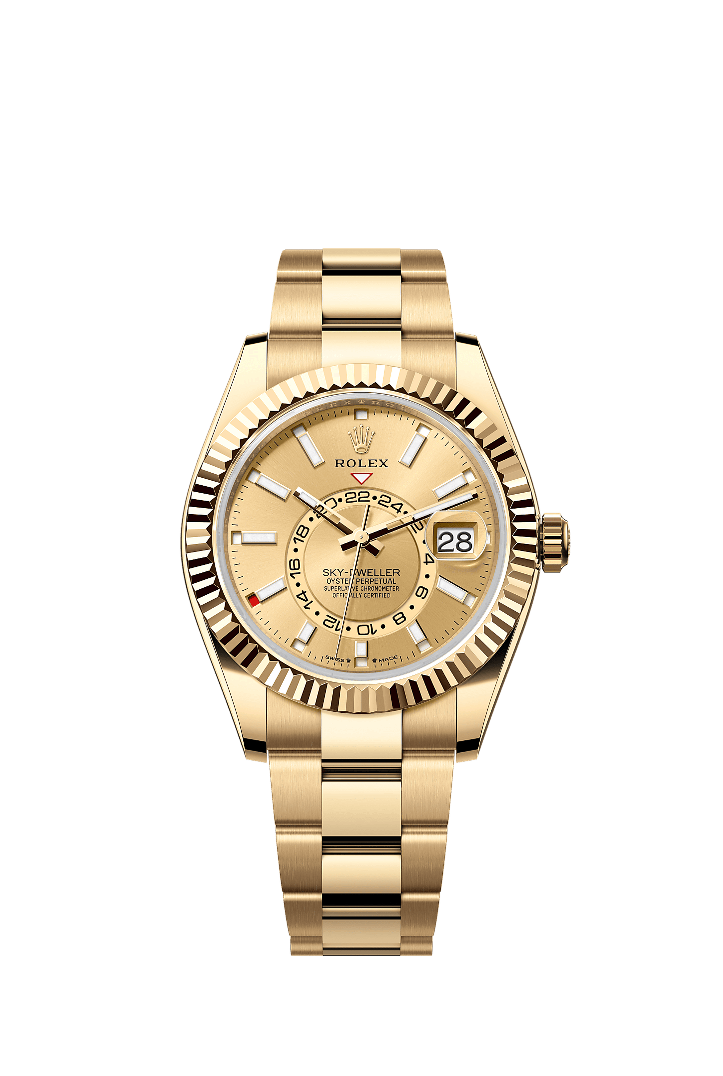 Sky-Dweller 42 Oyster Perpetual Chronometer Watch 42mm 18ct Yellow Gold Champagne Dial Oyster Bracelet