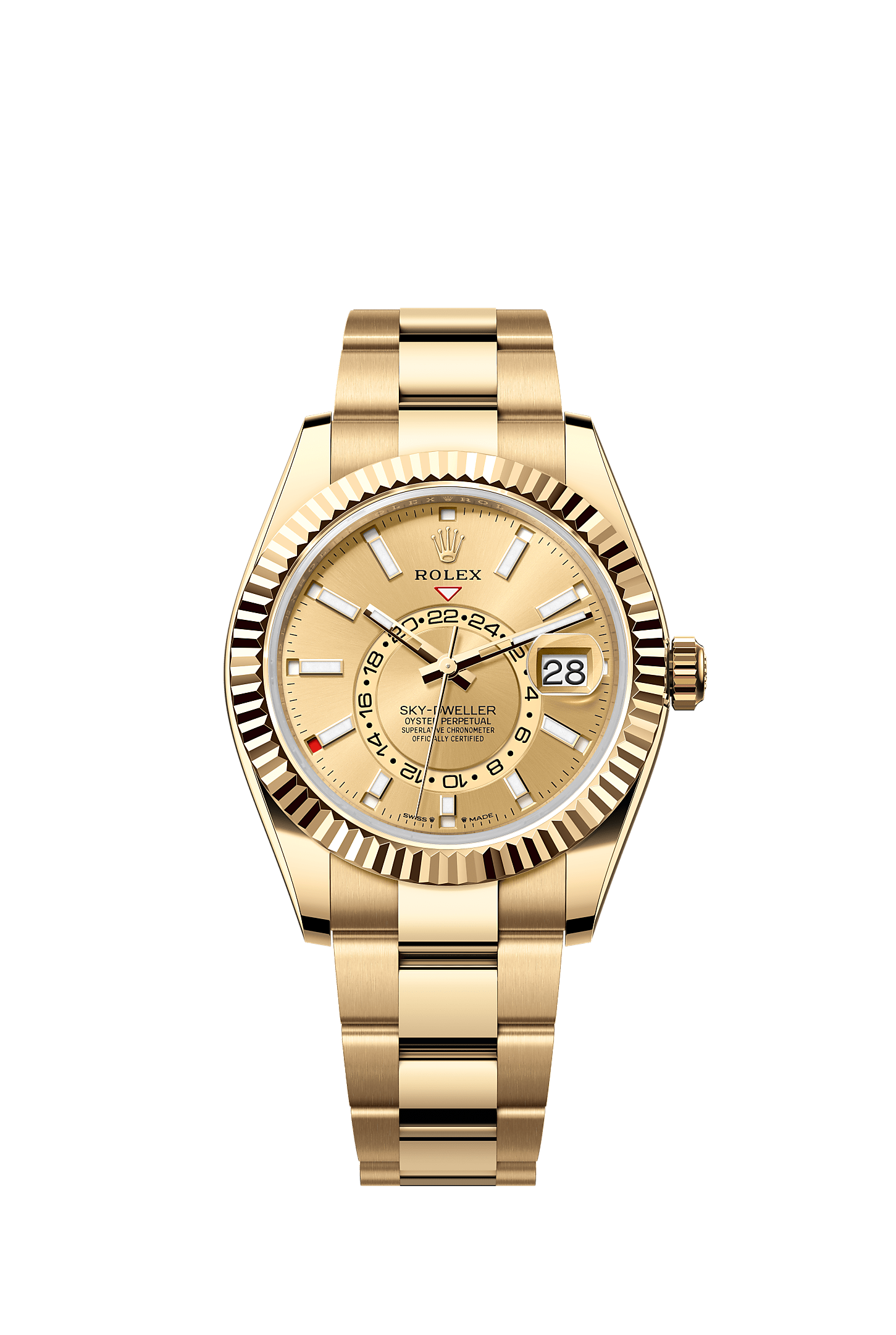 Sky-Dweller 42 Oyster Perpetual Chronometer Watch 42mm 18ct Yellow Gold Champagne Dial Oyster Bracelet