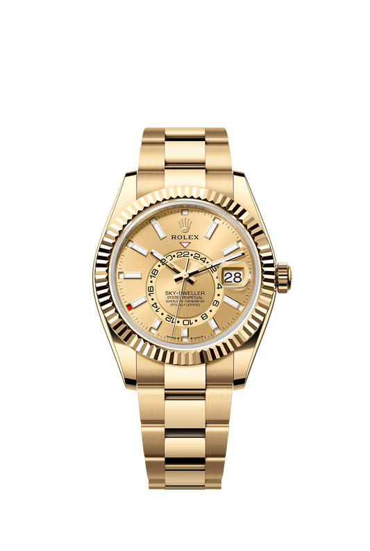 Sky-Dweller 42 Oyster Perpetual Chronometer Watch 42mm 18ct Yellow Gold Champagne Dial Oyster Bracelet