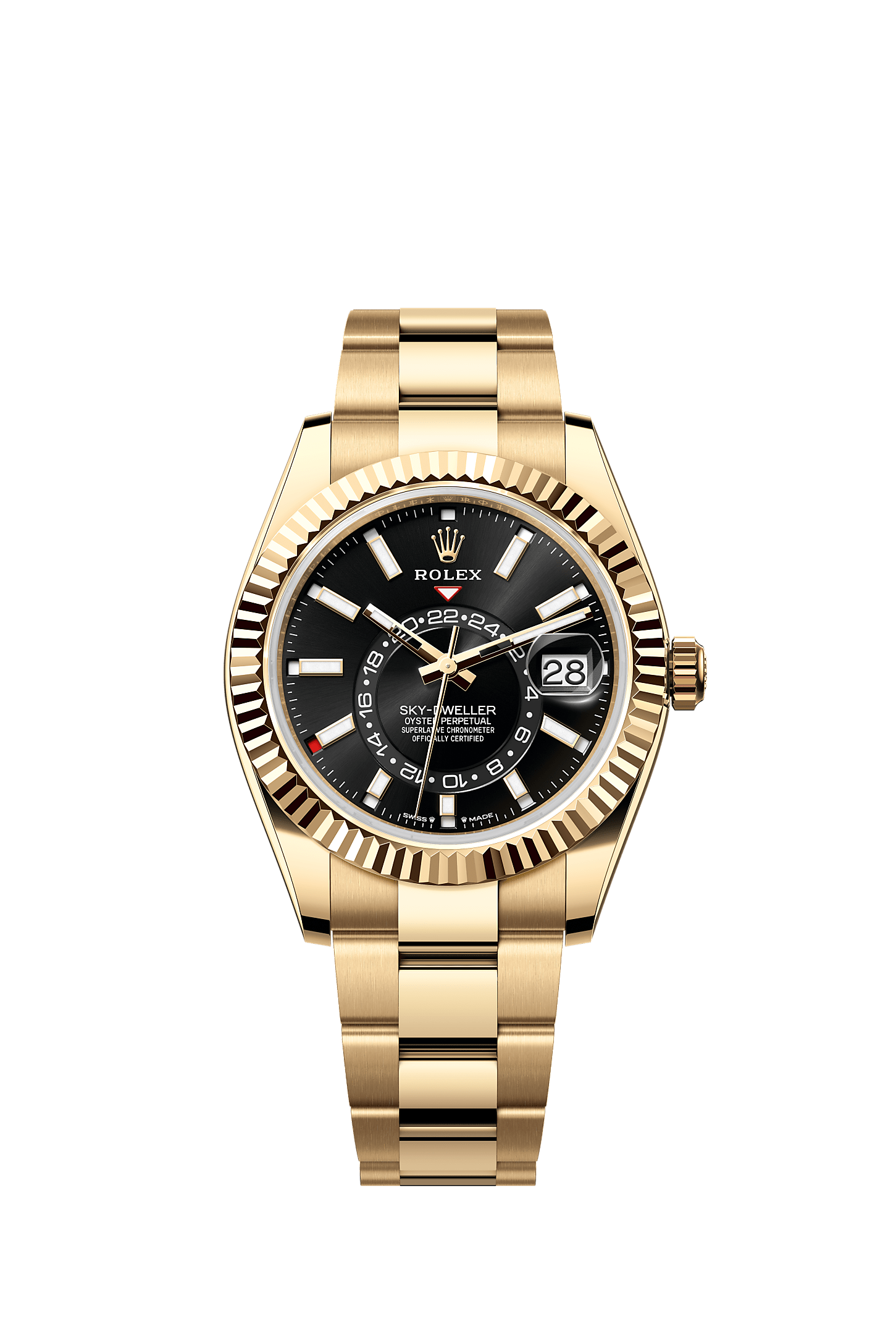 Sky-Dweller 42 Oyster Perpetual Chronometer Watch 42mm 18ct Yellow Gold Bright Black Dial Oyster Bracelet