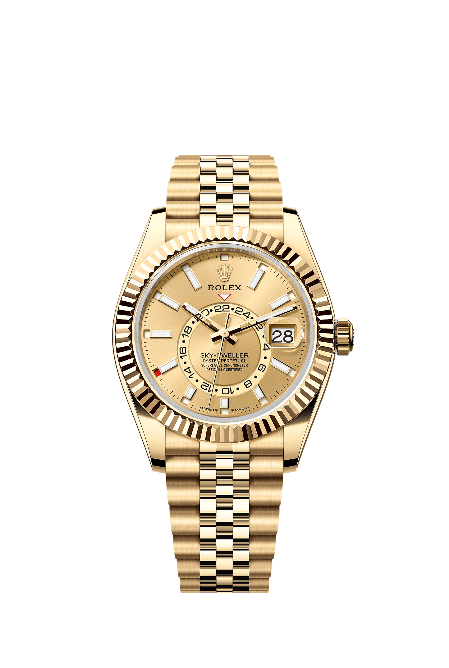 Sky-Dweller 42 Oyster Perpetual Chronometer Watch 42mm 18ct Yellow Gold Champagne Dial Jubilee Bracelet