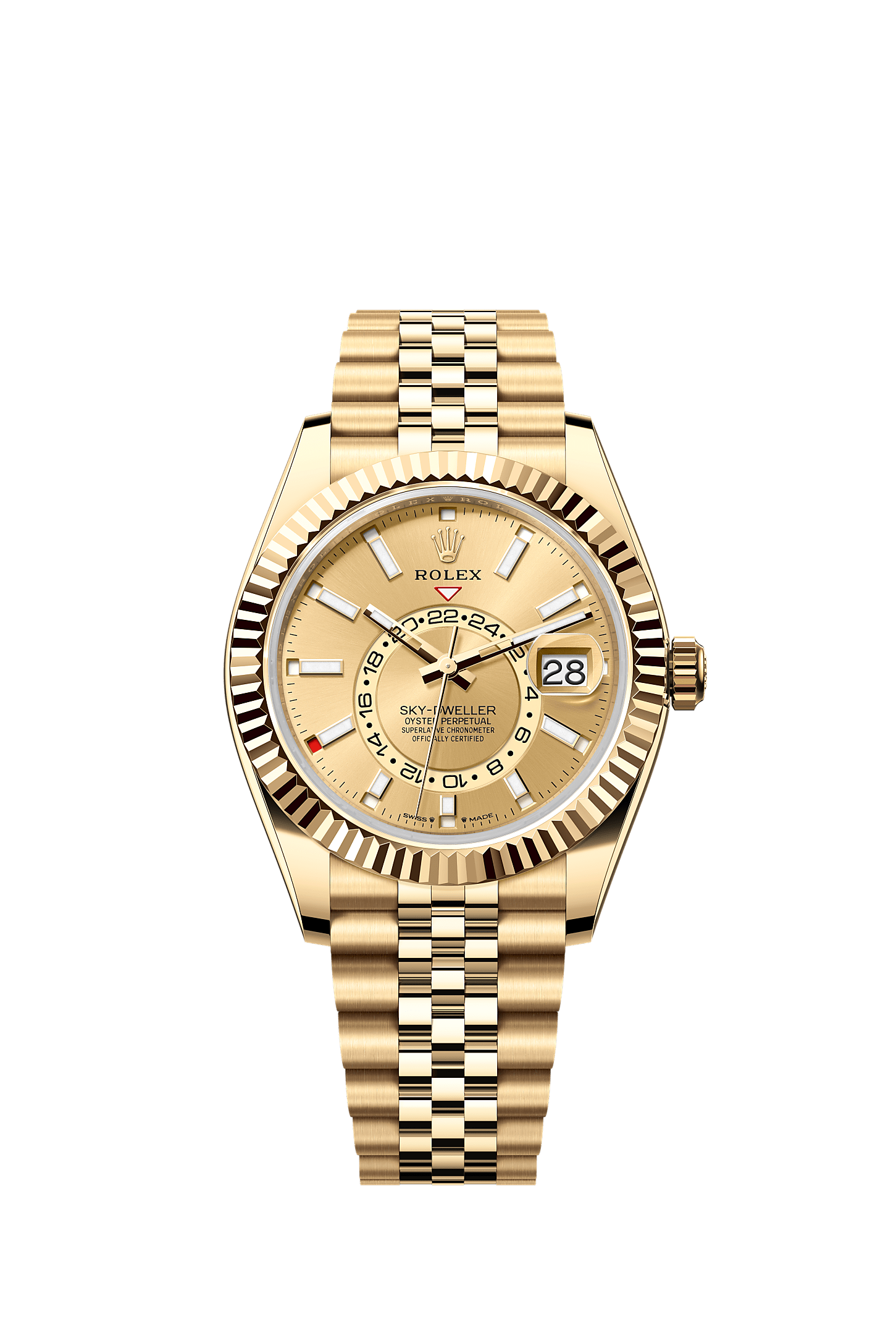Sky-Dweller 42 Oyster Perpetual Chronometer Watch 42mm 18ct Yellow Gold Champagne Dial Jubilee Bracelet