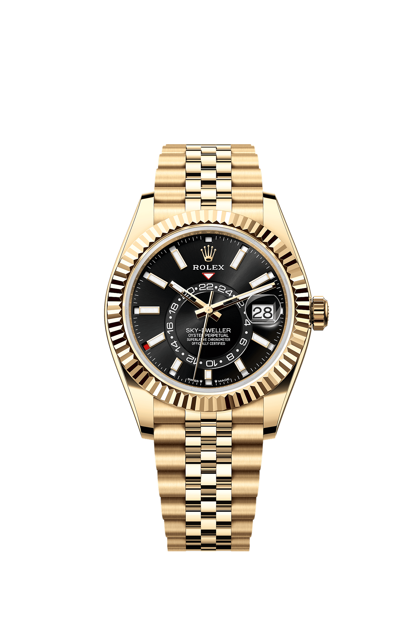 Sky-Dweller 42 Oyster Perpetual Chronometer Watch 42mm 18ct Yellow Gold Bright Black Dial Jubilee Bracelet