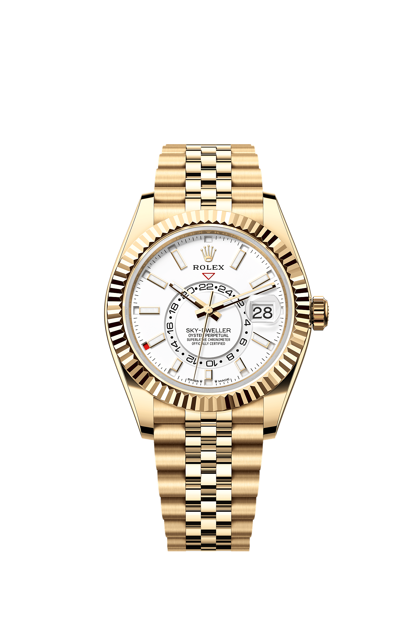 Sky-Dweller 42 Oyster Perpetual Chronometer Watch 42mm 18ct Yellow Gold Intense White Dial Jubilee Bracelet