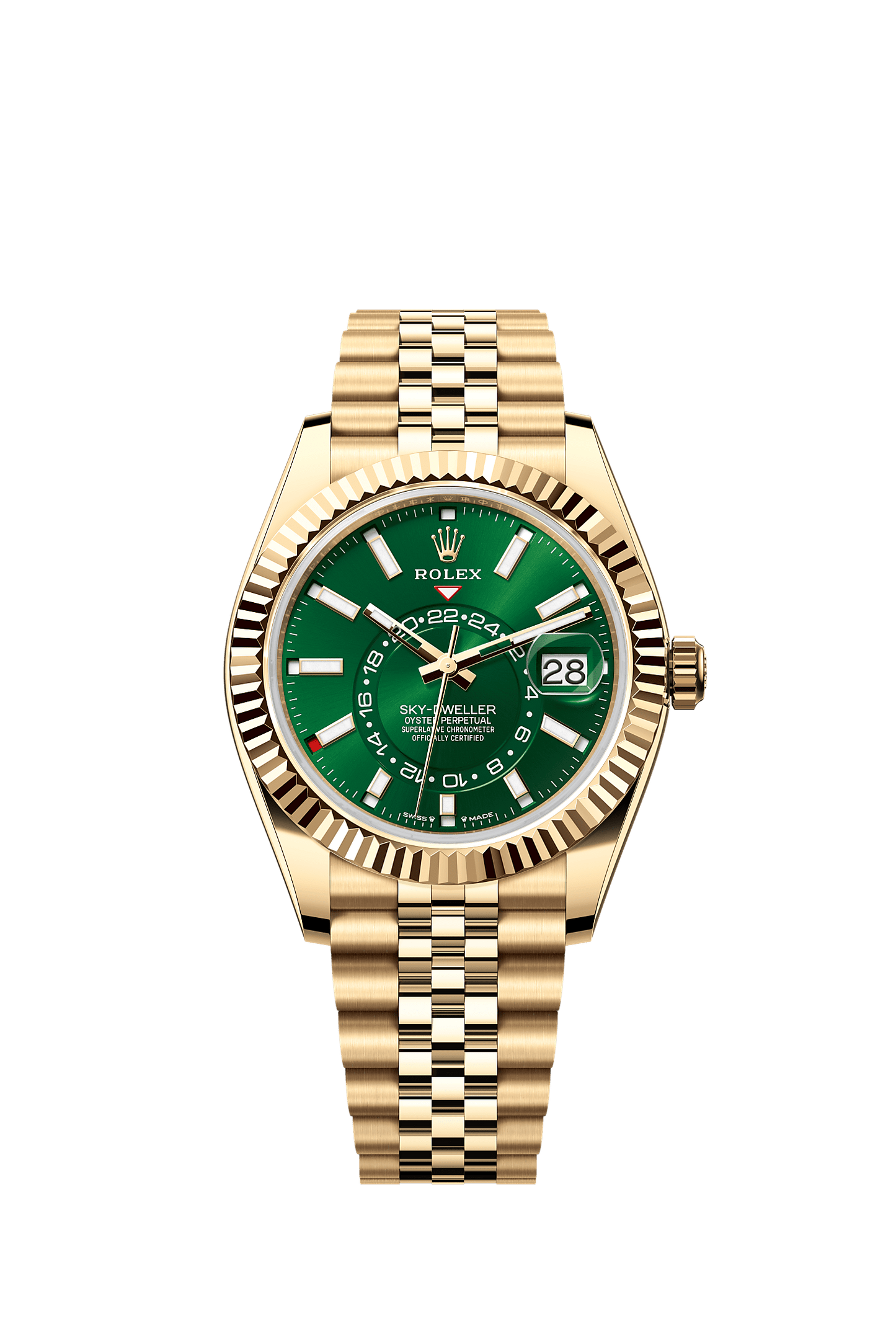 Sky-Dweller 42 Oyster Perpetual Chronometer Watch 42mm 18ct Yellow Gold Bright Green Dial Jubilee Bracelet