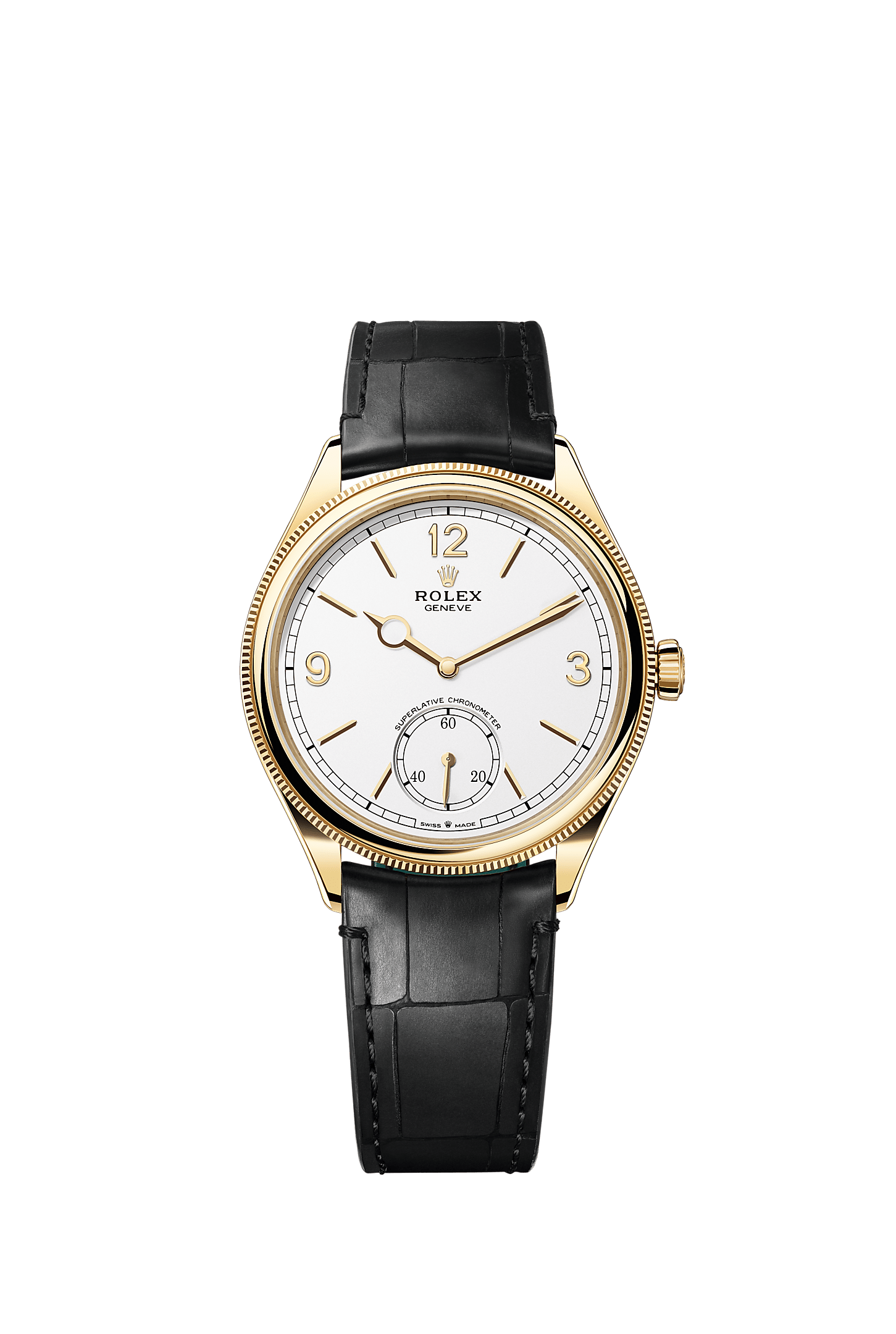 1908 Oyster Chronometer Watch 39mm 18ct Yellow Gold Intense White Dial Alligator Leather Strap