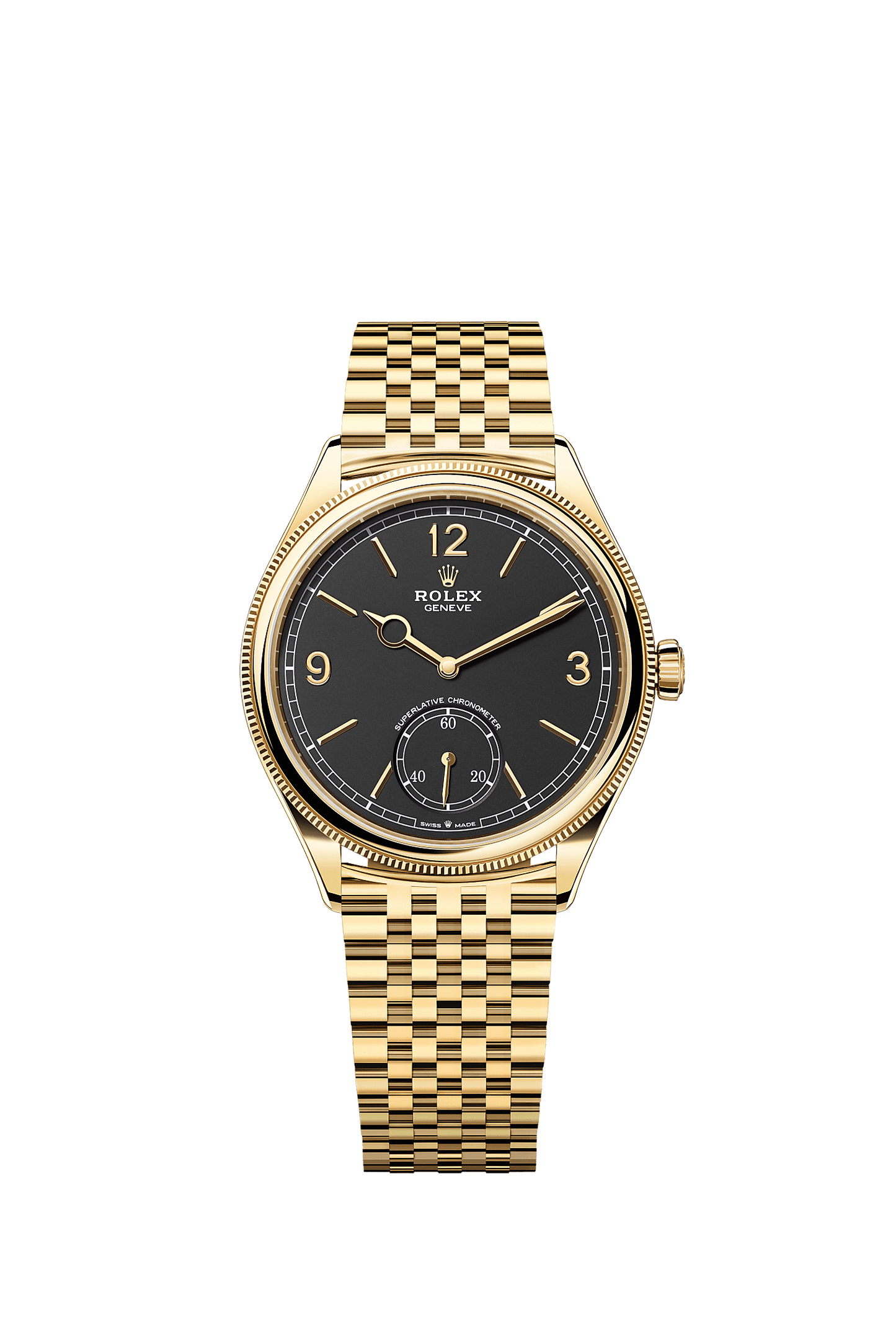 1908 Oyster Chronometer Watch 39mm 18ct Yellow Gold Intense Black Dial Settimo Bracelet