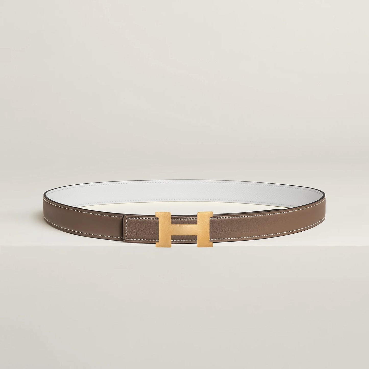 NOIR / GOLD -HAVANE / MAUVE PÂLE MINI CONSTANCE MARTELEE BELT BUCKLE & HERMÈS SUR MER REVERSIBLE LEATHER STRAP 24 MM