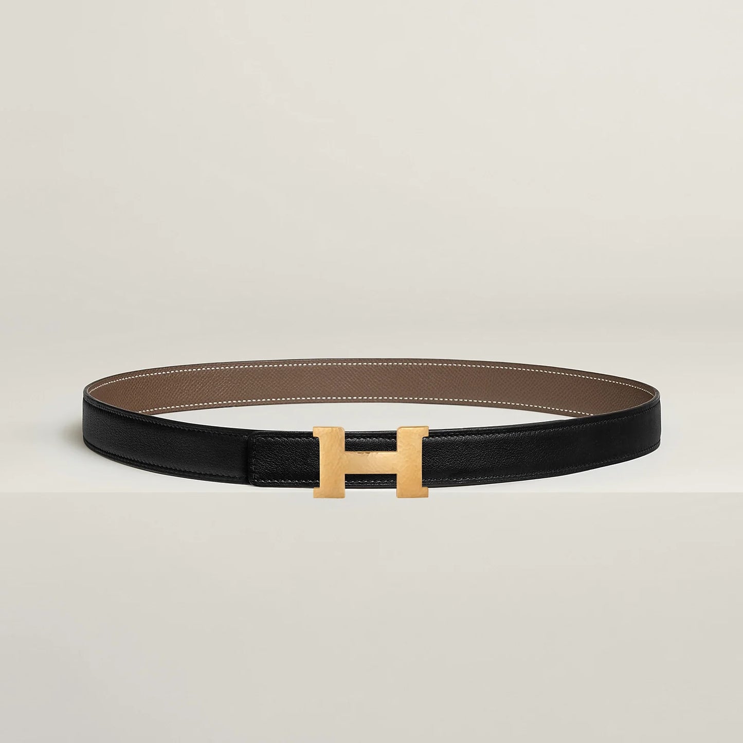 NOIR / GOLD -HAVANE / MAUVE PÂLE MINI CONSTANCE MARTELEE BELT BUCKLE & HERMÈS SUR MER REVERSIBLE LEATHER STRAP 24 MM