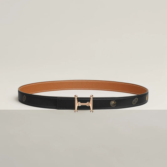 MORS H BELT BUCKLE & REVERSIBLE LEATHER STRAP 24 MM
