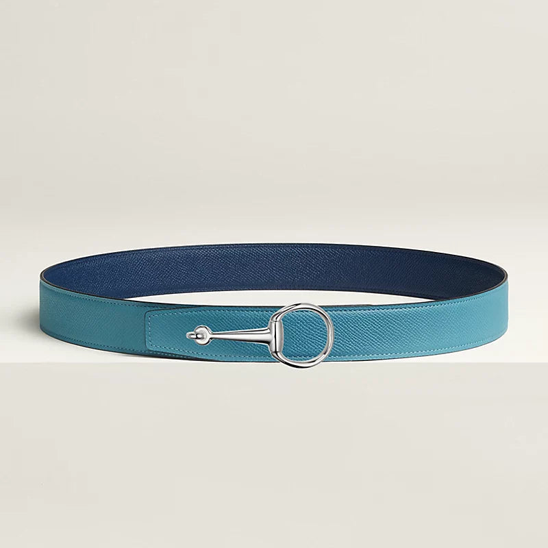 VERT-DE-GRIS / GOLD - NOIR / ÉBÈNE CASAQUE BELT BUCKLE & REVERSIBLE LEATHER STRAP 32 MM