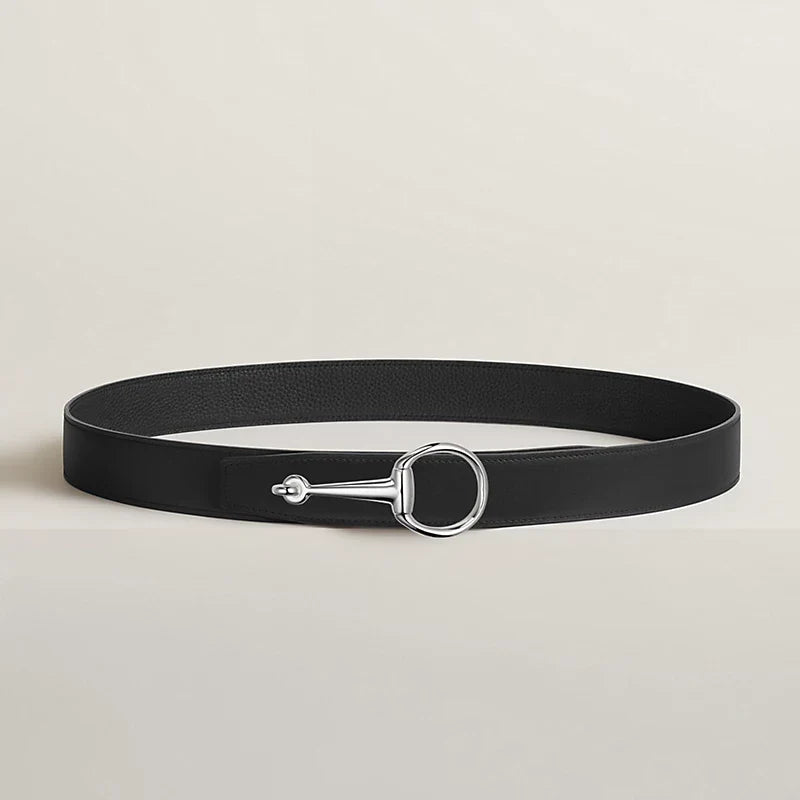 VERT-DE-GRIS / GOLD - NOIR / ÉBÈNE CASAQUE BELT BUCKLE & REVERSIBLE LEATHER STRAP 32 MM