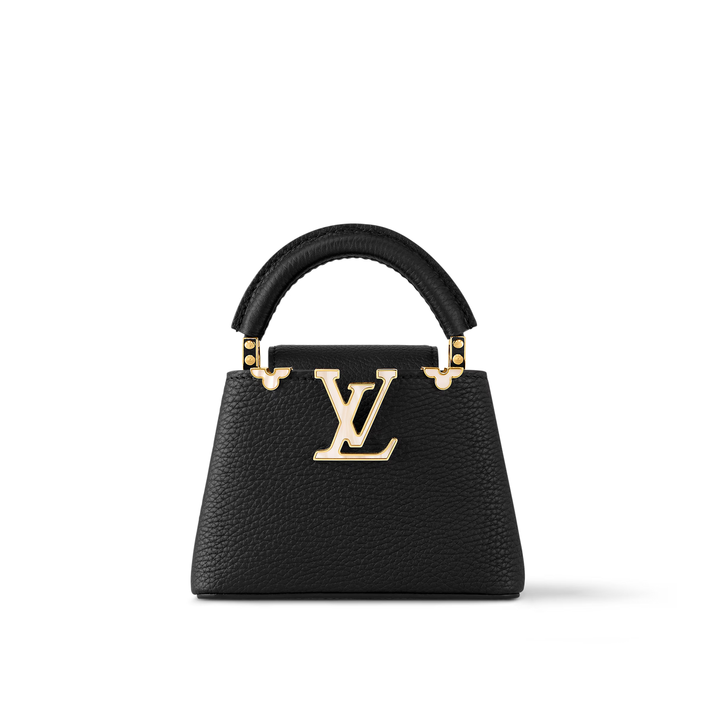 Capucines Mini Grained Leather Black Top Handle Bag