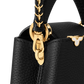Capucines Mini Grained Leather Black Top Handle Bag