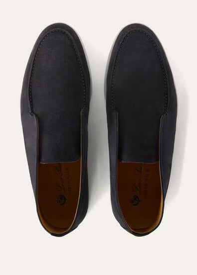 Navy Blue - Light Wood Smoke LORO PIANA  Open Walk Ankle Boot