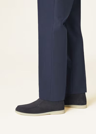 Navy Blue - Light Wood Smoke LORO PIANA  Open Walk Ankle Boot